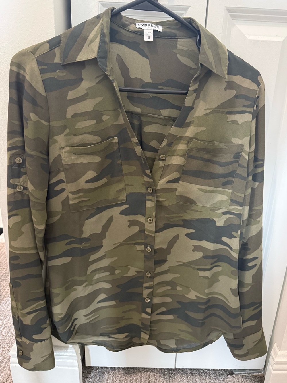 Express Women’s Camouflage Portofino Blouse